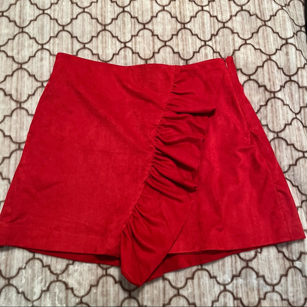 Zara suede ruffle skort